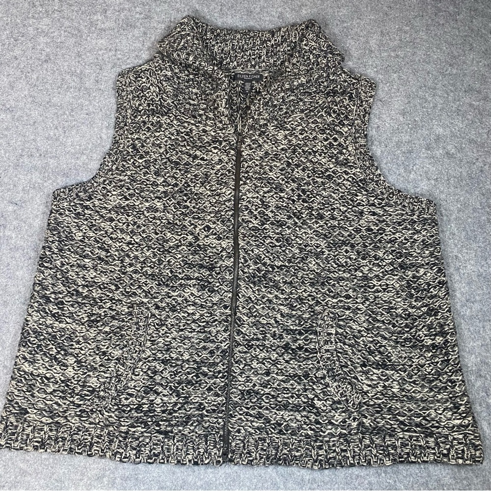Women’s Eileen Fisher Yak Merino Wool Blend Knit Sweater Vest Full Zip Gray 1X - Picture 4 of 11